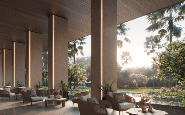 A view from one of the apartment balconies.